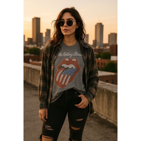 Rolling Stones Gray Small Tank Top Band Tee Y2K Rock Americana Core - Picture 2 of 11